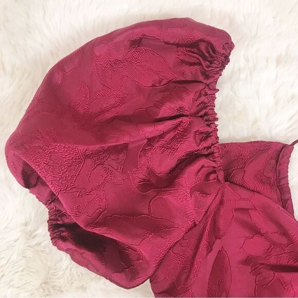 SACHIN & BABI Gabby Red Puff Sleeve Midi Dress Open Tie Back Size Cherry 0 New - Picture 4 of 14